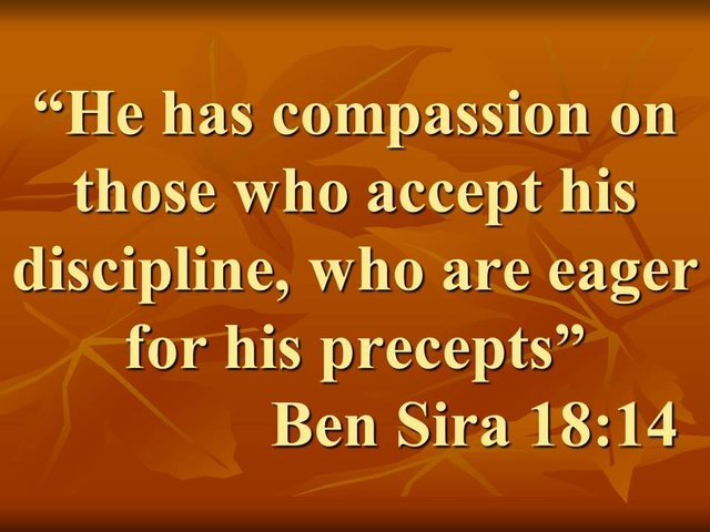 God is wise. He has compassion on those who accept his discipline, who are eager for his precepts. Ben Sira 18,14.jpg
