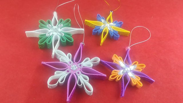 GLITTER FOAM Pretty Snowflake Star Ornaments Decorations DIY ♡ Maremi's Small Art ♡..jpg