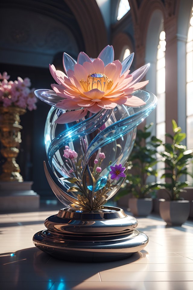 A glass sculpture with a flower inside.jpg