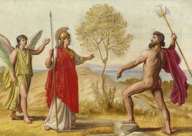 Constantin_Hansen_-_Athene,_fulgt_af_Sejersgudinden_Nike,_tvistes_med_Poseidon_om_Besiddelsen_af_Attika.jpg
