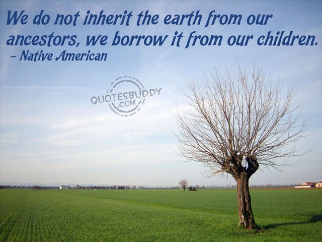 WE do not inherit the earth from our ancestors, we borrow it from our children.jpg