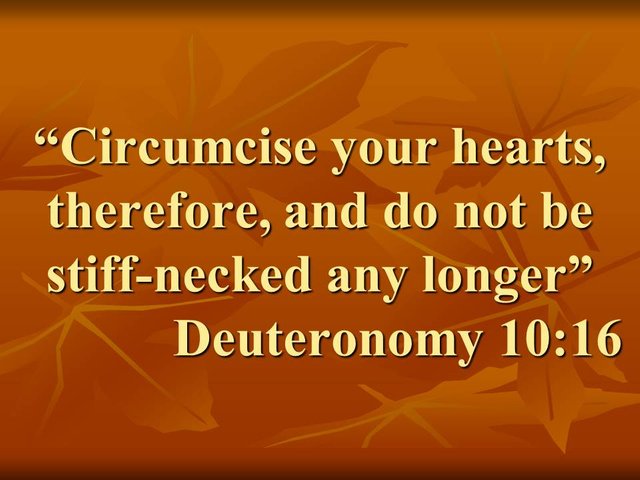 Devotion for today. Circumcise your hearts, therefore, and do not be stiff-necked any longer. Deuteronomy 10,16.jpg