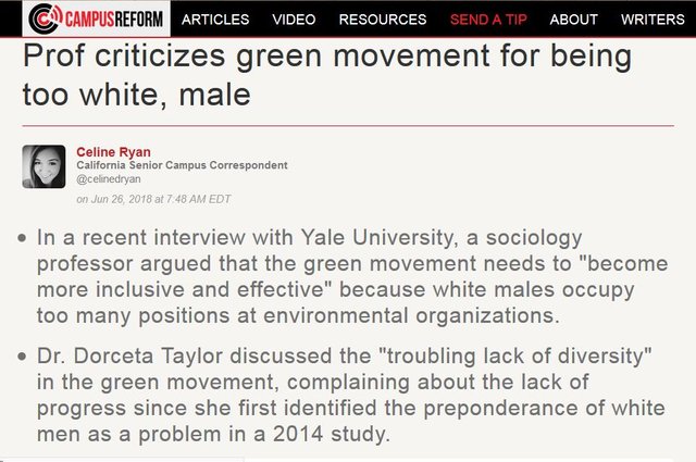 Prof criticizes green movement for being too white.JPG