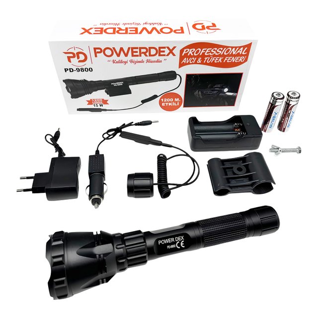 Powerdex PD-9800 Tüfek Feneri Dayanıklılık ve Güçlü Aydınlatma ile Doğada Işık Kaynağınız.JPG