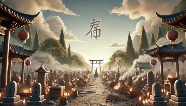 DALL·E 2024-09-06 13.03.19 - A highly detailed 3D image in Pixar animation style, set in ancient China. The scene shows the grave of Li Zixuan, surrounded by offerings of incense .webp