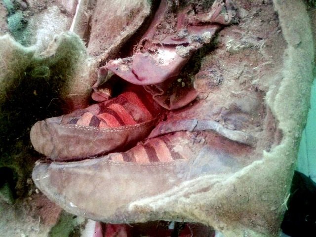 Mummy wearing Adidas type shoes found.jpg