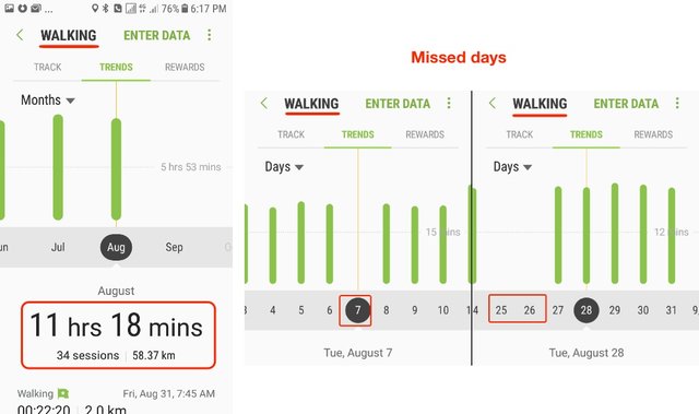 Fitness Challenge - August Report - Walking