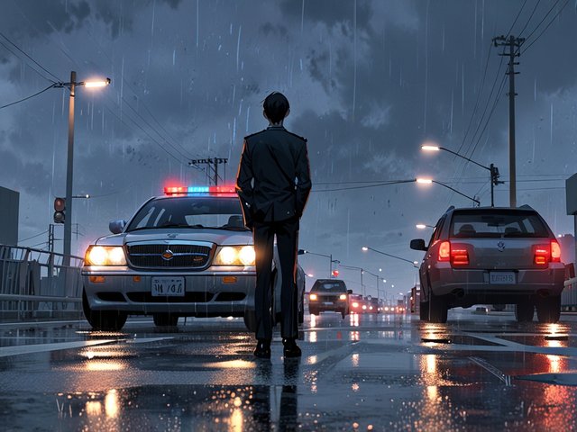 Default_A_QuickThinking_Officer_stands_on_the_highway_stoppin_0.jpg