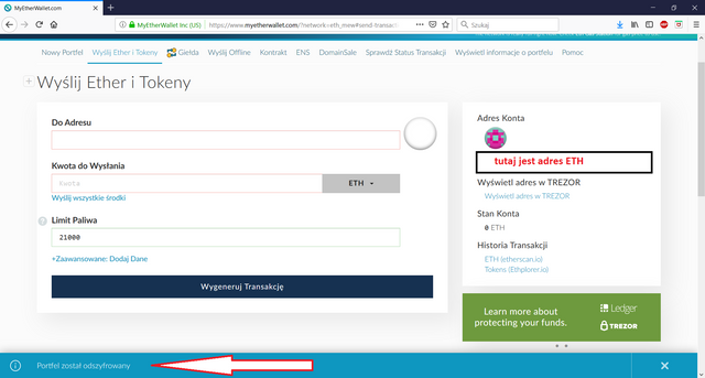 mszybowski.pl - trezor i myetherwallet 5 przydzielony adres ETH.png