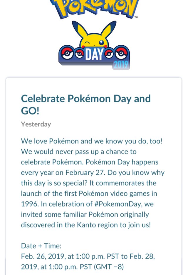 Pokemon Go Pokemon Day Event 2019 Steemit