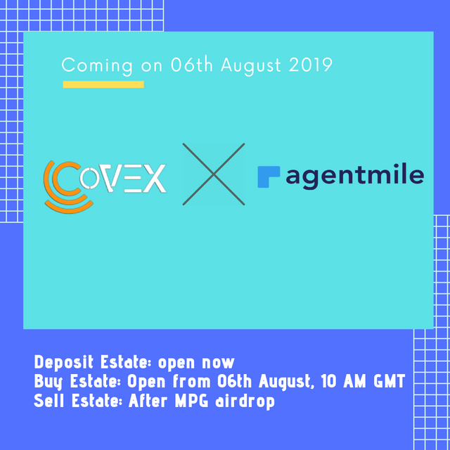 CoVEX exchange listing for AgentMile– Estate..png