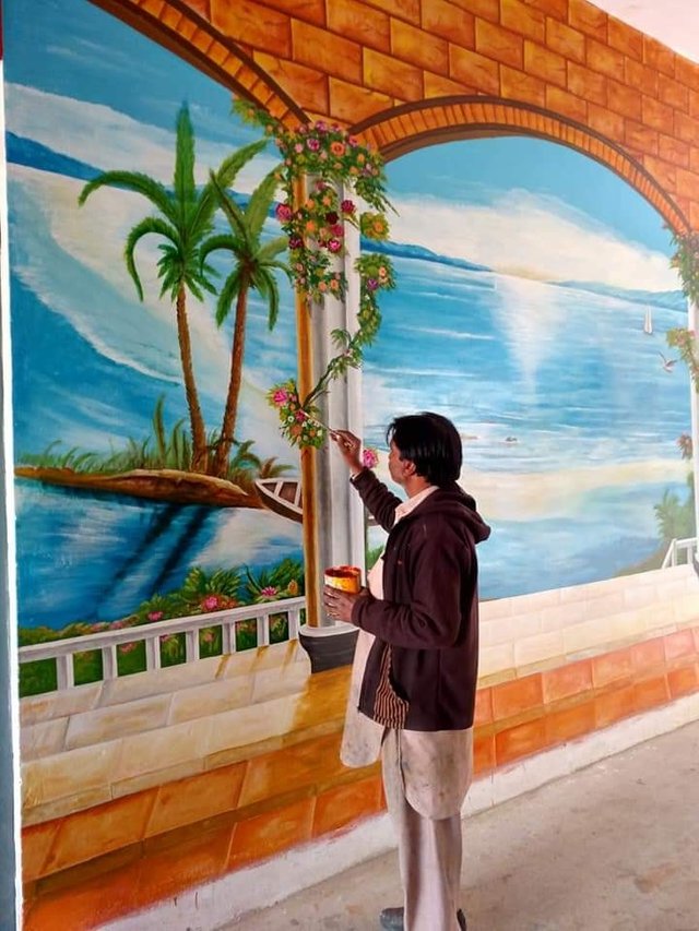 Beautiful look of school excellent painting