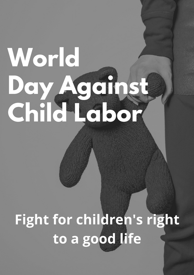 Black and White World Day Against Child Labor Poster.png