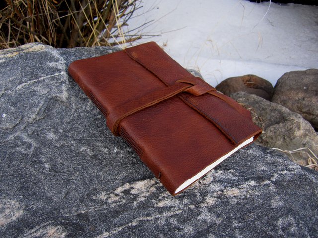 Brown Buffalo Leather Wrap Journal 2d.jpg