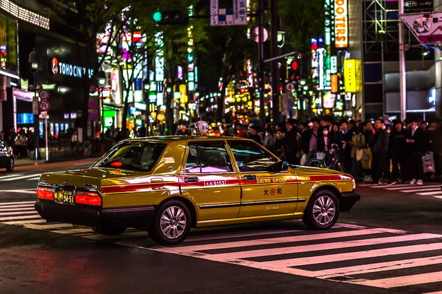 Japan Tokyo shibuya vehicle colorful cityscape bw.jpg
