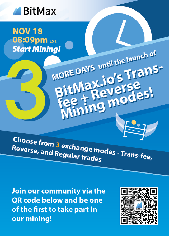 3 more days until the launch of BitMax.io’s Trans-fee +Reverse Mining modes!.png