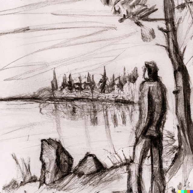 DALL·E 2022-12-30 15.33.47 - Lonely man by a river sketch.png