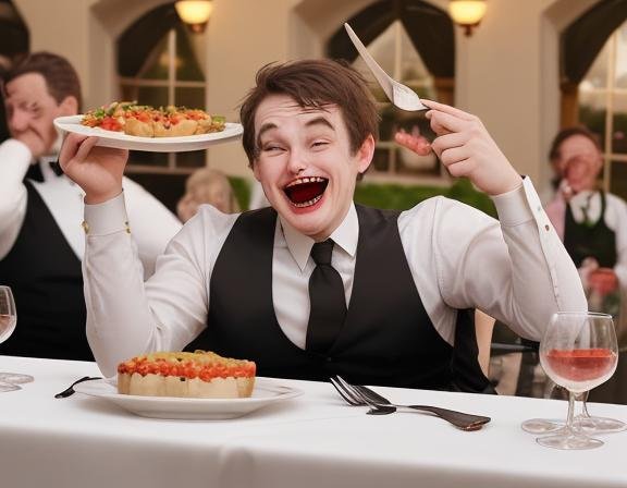 Laughing morsels Invisible waiters presented miniature performances on the guests' plates. Comedians from nowhere entered the table scene and delivered punchlines so sharp that they tickled the laughter out of the gues.jpg