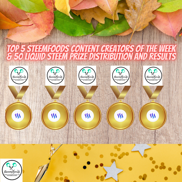 Top 5 Steem Foods Content Creators of the Week & 50 Liquid Steem Prize Distribution and Results.png