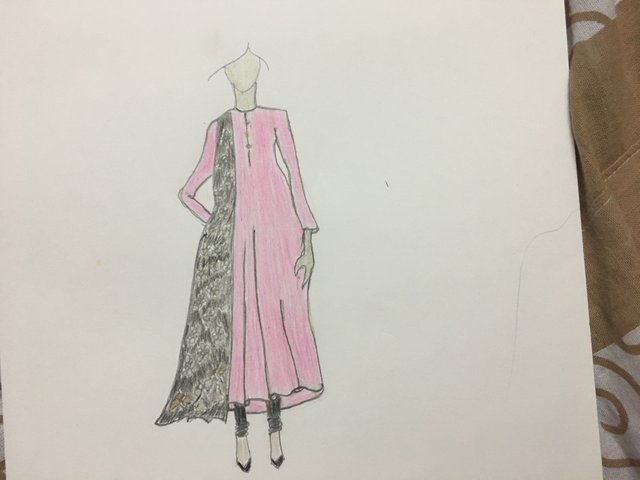 anarkali dress pencil sketch