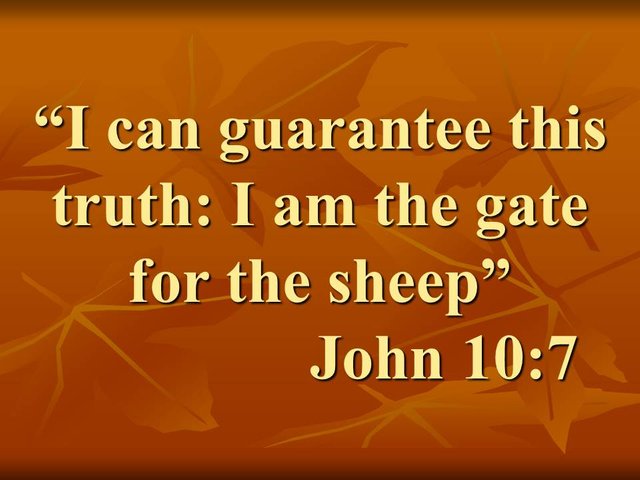 Jesus, king and shepherd. I can guarantee this truth. I am the gate for the sheep. John 10,7.jpg