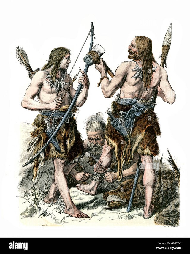 fashions-of-the-stone-age-german-hunters-wearing-animal-skins-with-GDFTCC.jpg