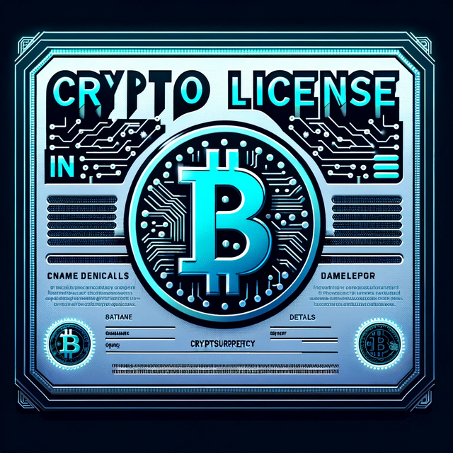 Consulting24.co - Design a cryptocurrency license certificate featuring the text 'Crypto License in Singapore' in a prominent, clear font. The certificate should have a.png