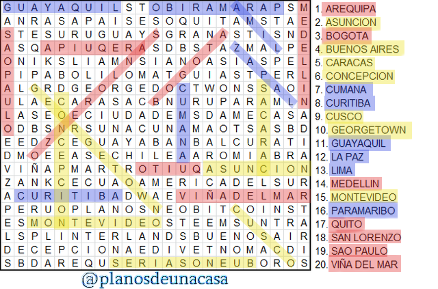 Sopa de letras: Ciudades de América del Sur - III.png