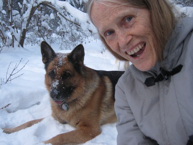 selfie of me and Bruno in the snow.JPG
