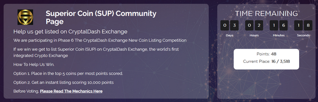 Help get SuperiorCoin listed on CryptalDash Exchange