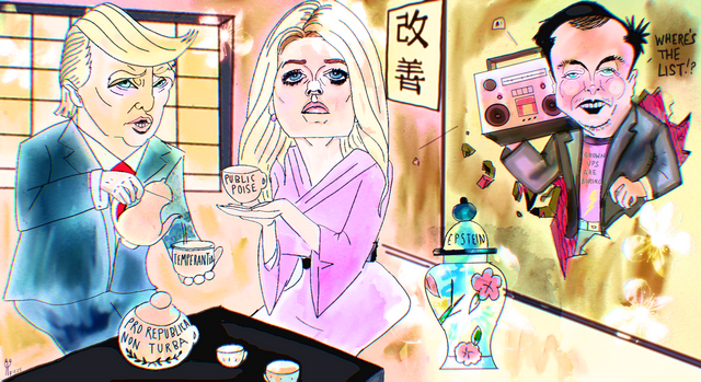 Political Cartoon Donald Trump Pam Bondi elon musk.png