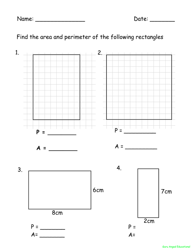 Area And Perimeter 4th Grade Worksheets