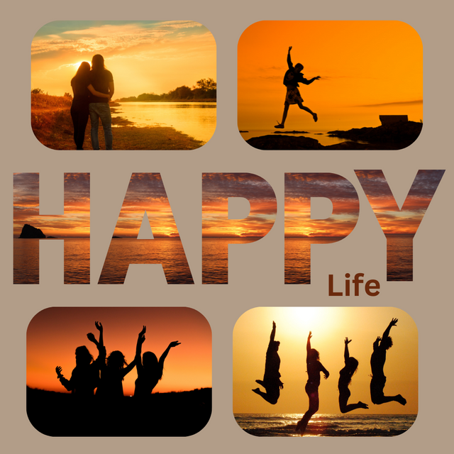 Orange Brown Bold Colorful Happy Life Photo Collage Instagram Post.png