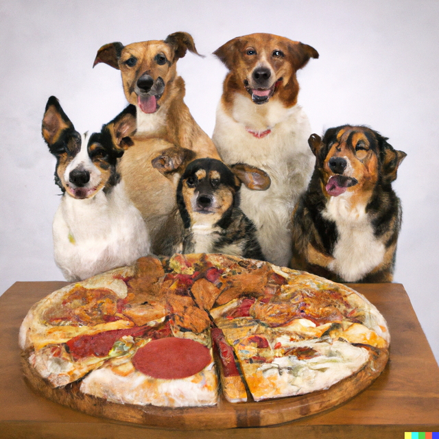 DALL·E 2022-07-19 18.06.14 - A group of dogs sitting around a table with a big pizza on top.png