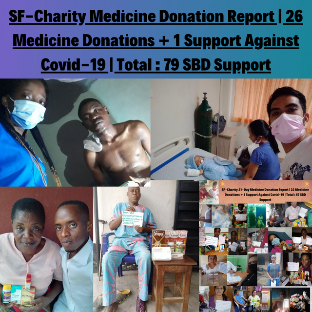 SF-Charity Medicine Donation Report  26 Medicine Donations + 1 Support Against Covid-19  Total  79 SBD Support.png