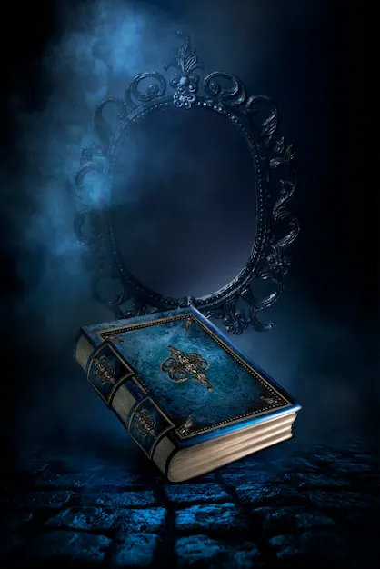 magic-vintage-fantasy-book-dark-background-magic-mirror-predictions-fortune-telling-smoke-fog-neon-moonlight-dark-3d-illustration_129911-2767.webp