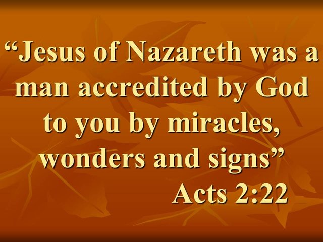 The speech of Peter at Pentecost. Jesus of Nazareth was a man accredited by God to you by miracles, wonders and signs. Acts 2,22.jpg