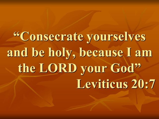 Bible study. Consecrate yourselves and be holy, because I am the LORD your God. Leviticus 20,7.jpg