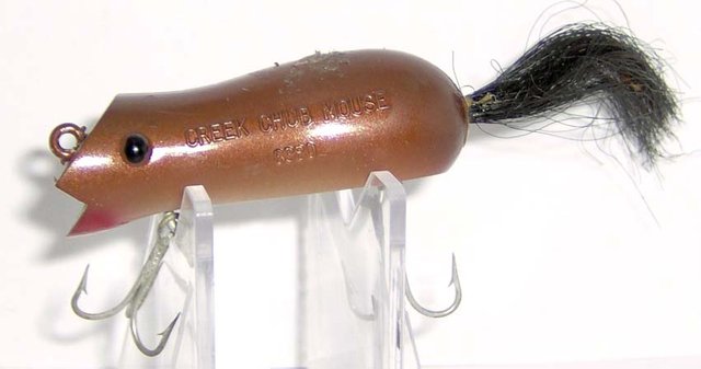 VINTAGE CREEK CHUB BAIT CO. MOUSE FISHING LURE in COPPER