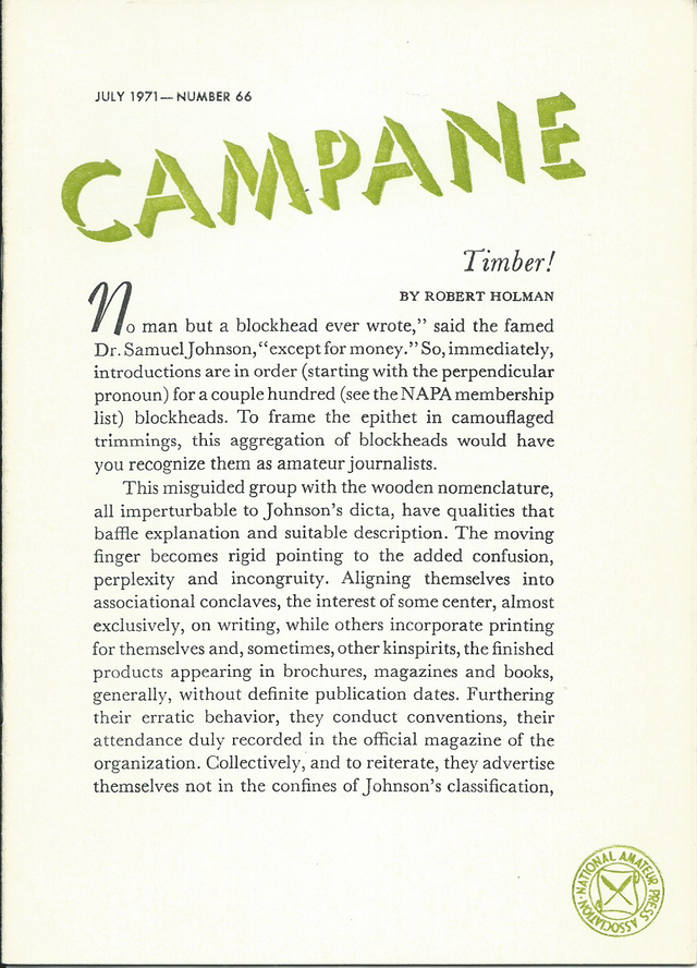 Campane - Number 66, July 1971 - Page 1.png