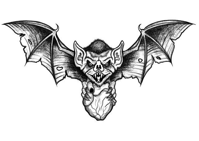 bat chest tattoo design