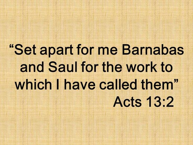 The guide of the Holy Spirit. Set apart for me Barnabas and Saul for the work to which I have called them. Acts 13,2.jpg