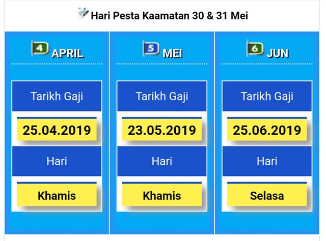 Jadual Tarikh Gaji Bulanan Kakitangan Sektor Awam Kerajaan Malaysia Steemit