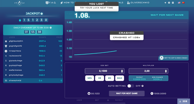 eos crash lost