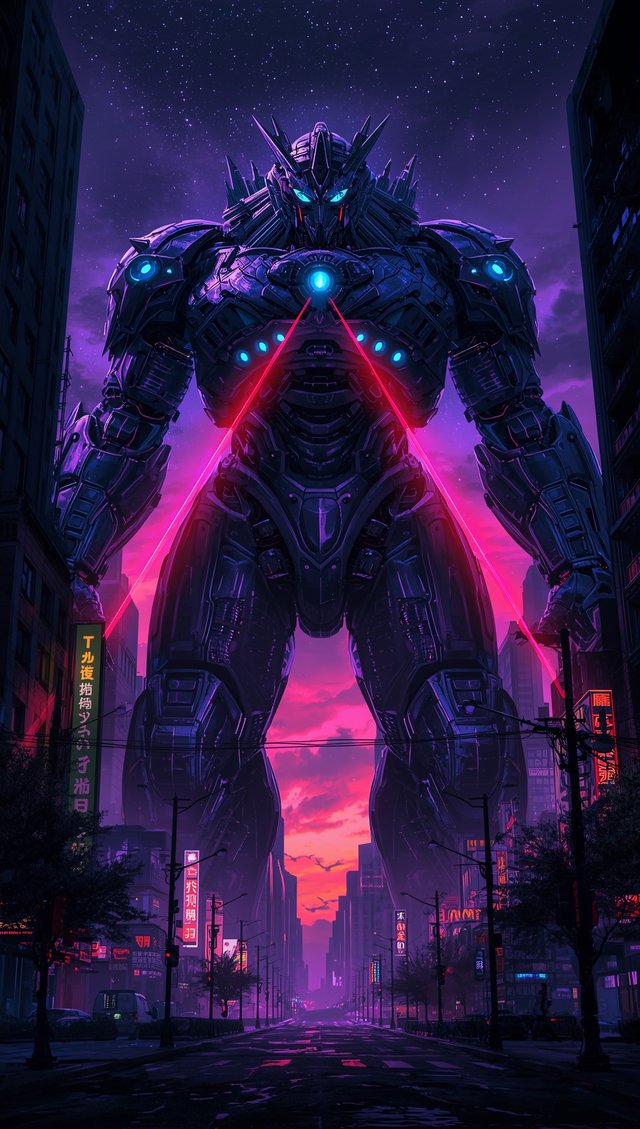 Lucid_Origin_Huge_monster_robot_with_glowing_laser_eyes_and_me_0.jpg