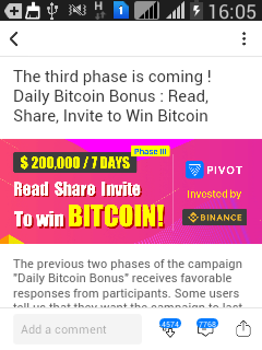 Pivot Held A Giveaway 4 Btc Day You Get Btc From Write Read - 