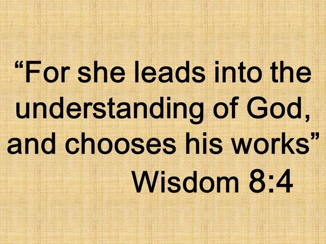 The path of wisdom. For she leads into the understanding of God, and chooses his works. Wisdom 8,4.jpg