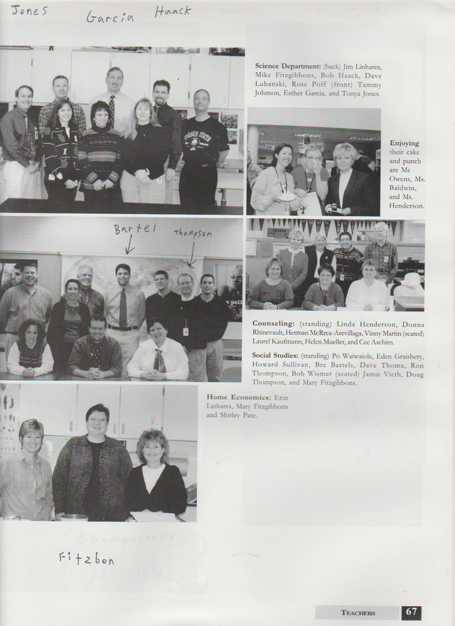 2000-2001 FGHS Yearbook Page 67 Teachers Tammy Jones Science, Esther Garcia 10th grade Biology, Bartels world studies.png
