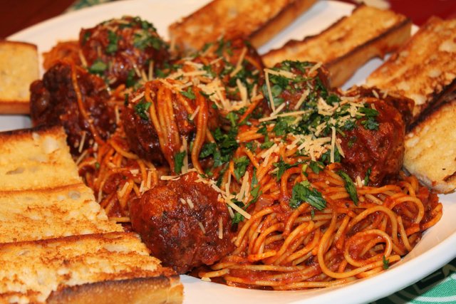 Spaghetti With Stuffed Meatballs.JPG
