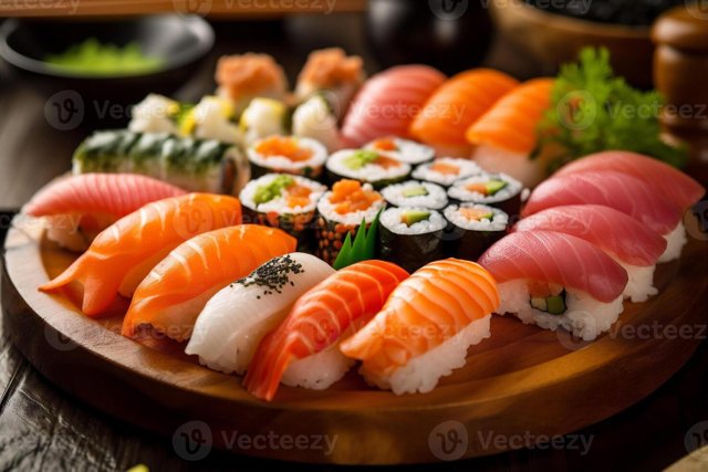 25009785-reis-mahlzeit-japanisch-sushi-fisch-meeresfruchte-einstellen-rollen-essen-japan-generativ-ai-foto.jpg